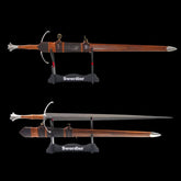 SWMZ-1008 Swordier Type XVa Hand-and-a-Half Medieval Longsword – Diamond Cross-Section, Spring Steel Blade, Leather-Wrapped Scabbard